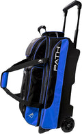 Pyramid Path Triple Premium Deluxe Roller Bowling Bag With Extra Large Separate Shoe Compartment (Up To US Mens Size 16) and 5 Accessory Pockets, 5' Wheels, Retractable Locking Handle - Extends to 42'