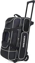 3 Ball Bowling Bags with Wheels & Shoe Pocket, Premium Bowling Ball Bag 3 Ball Roller, Effortless-Rolling 3 Ball Bowling Bag w/Multi-Storage Pockets & Telescopic Handle Extends to 40''