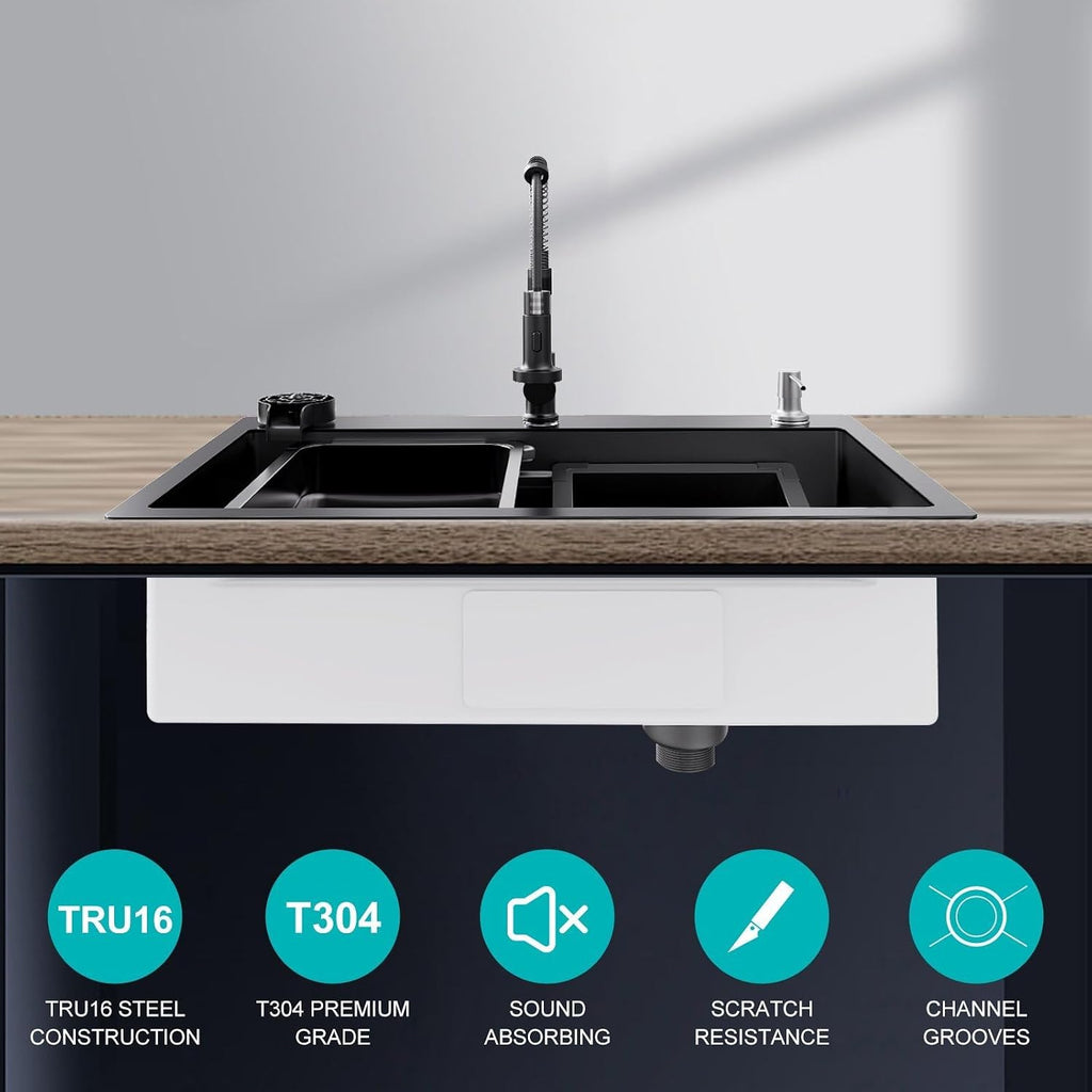 30 x 18 inch Kitchen Sink, Single Bowl Stainless Steel Sink Multifunctional Drop In Sink with Pull-Down Faucet and Multiple Accessories (30 * 18 inch)