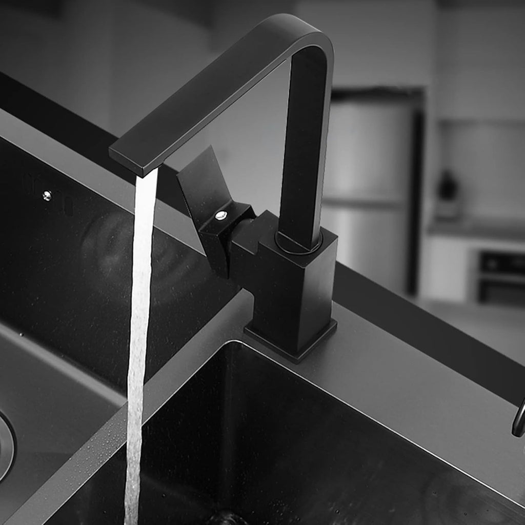 Black Double Bowl Kitchen Sink 304 Stainless Steel Bar Sink Square RV Sink with Faucet & Drain Top Mount Or Undermount (Color : Black-b, Size : 78x43x22cm)