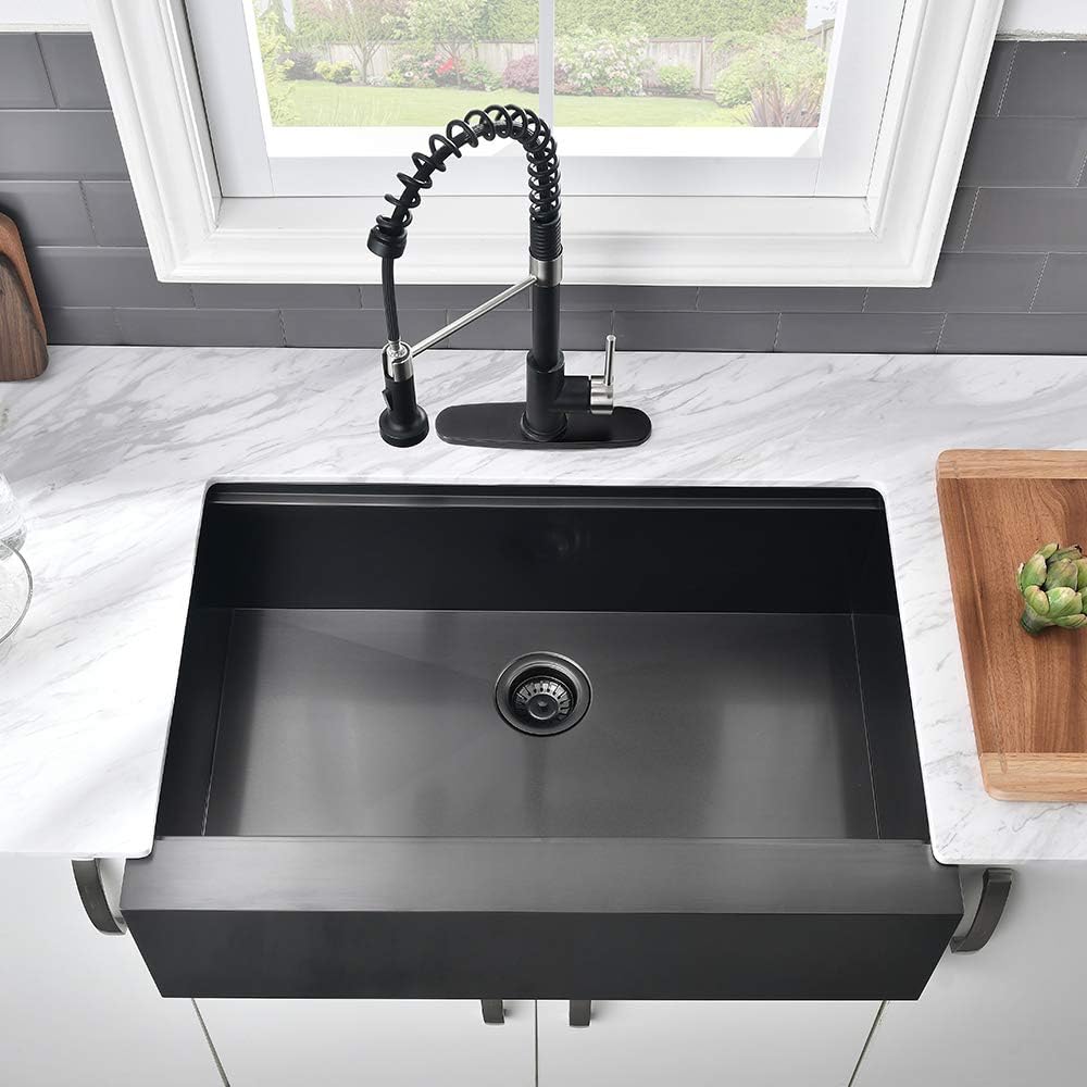 30 Inch Black Farmhouse Sink Workstation-VASOYO 30x22 Black Stainless Steel Kitchen Sink Undermount Farmhouse Sinks 16 Gauge Deep Single Bowl Apron Front Farm Sinks with Cutting Board
