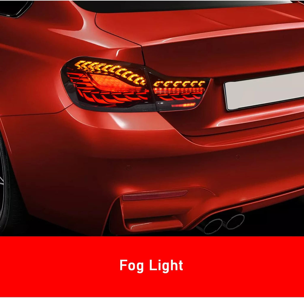 HCmotion LED Tail Lights Assembly For BMW 4 Series M4 F32 F33 F82 F36 F82 F83 Sedan/Convertible/Coupe 2014-2020,LED Rear Lamps With Start-up Animation & Sequential Indicator (Smoked)