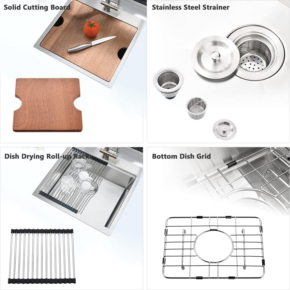 Bar Sink Drop In-VASOYO-18x18 Inch Small Kitchen Sink Drop In Rv Sinks 16 Gauge Stainless Steel Small Wet Bar Sinks Deep Single Bowl Outdoor Basin with Cutting Board