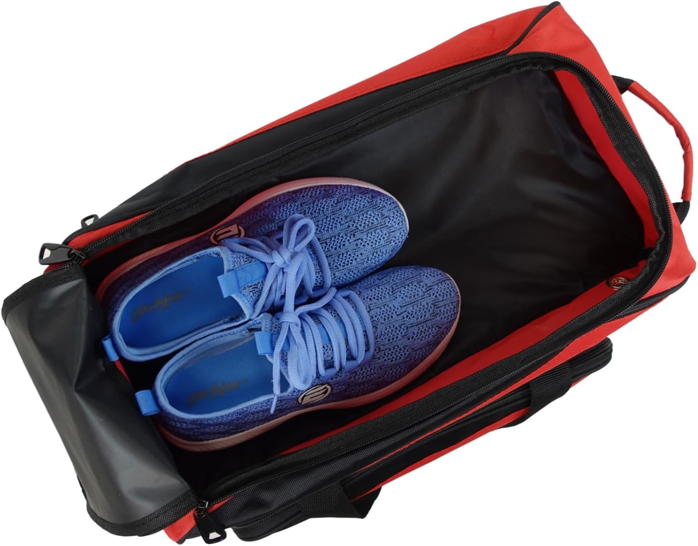 ELITE Deluxe 2 Ball Bowling Bag with 5' Smooth Wheels - Large Accessory Pocket, Shoe Compartment, 36' Extendable Handle