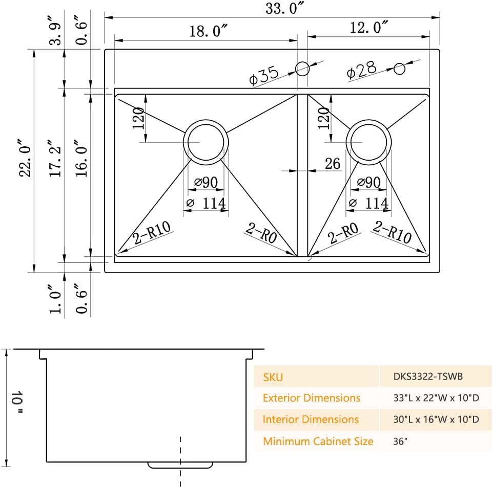 33 Inch Black Drop In Double Bowl Kitchen Sink Workstation-Bokaiya 33x22 Drop In Kitchen Sink Top Mount Workstation Sink 16 Gauge Stainless Steel Low Divide 60/40 Double Sink with Cutting Board
