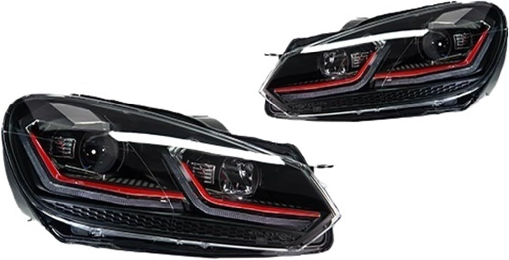 Car Lights Compatible With Golf 6 2009-2012 R20 Golf6 MK6 LED Auto Headlights Assembly Upgrade 7.5 Design LHD RHD Version Tools Accessories(Red One Set,For Left Hand Drive)
