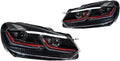 Car Lights Compatible With Golf 6 2009-2012 R20 Golf6 MK6 LED Auto Headlights Assembly Upgrade 7.5 Design LHD RHD Version Tools Accessories(Red One Set,For Left Hand Drive)
