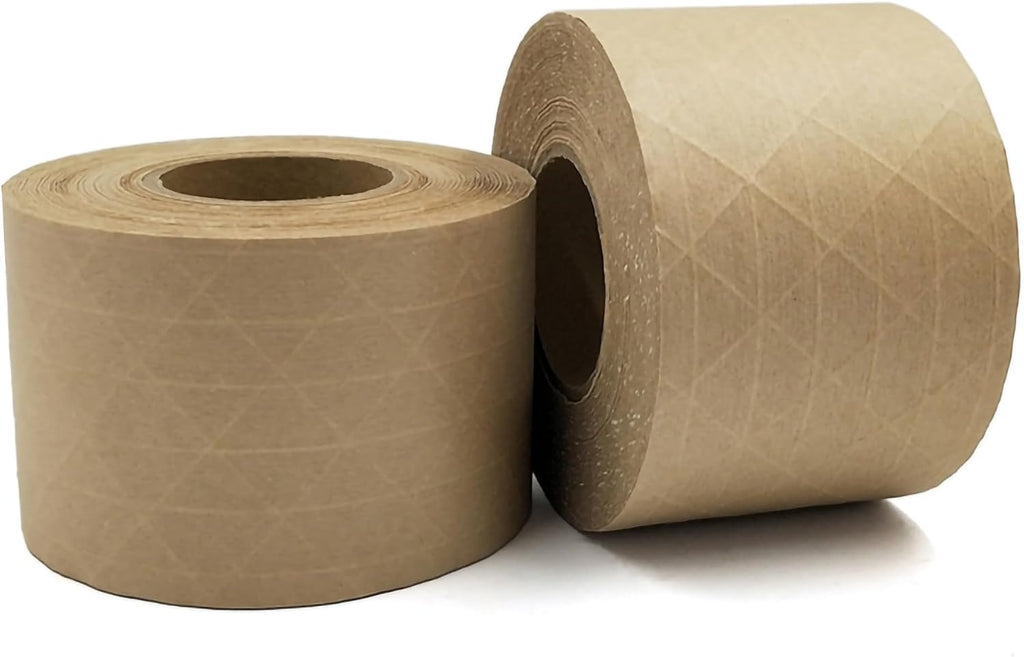 FixtureDisplays® 6 Rolls of Water Activated Reinforced Brown Kraft Paper Tape DIY Craft Box Packaging Sealing Tape 3' Wide 150 feet 1.5' Core 15723-6PK-1D