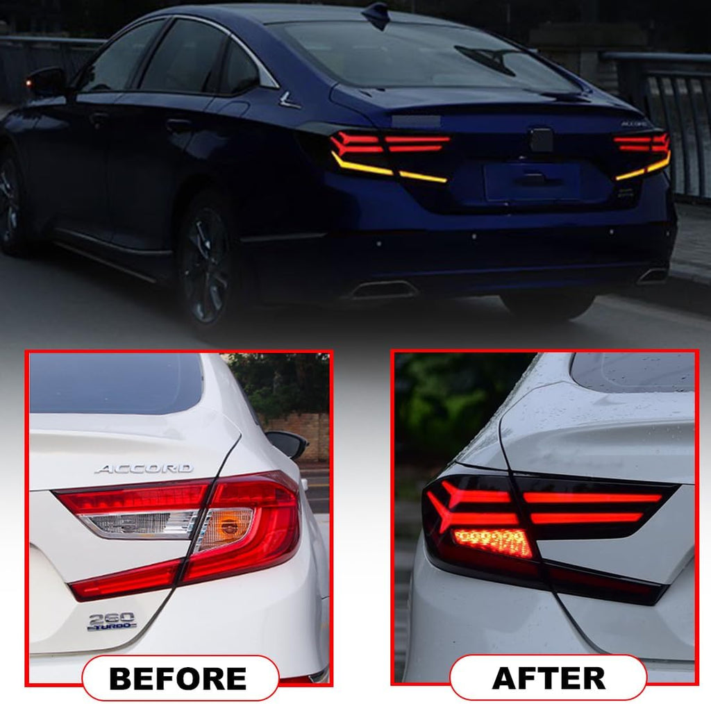LED Tail Lights Assembly For Honda Accord 10th Gen 2018 2019 2020 2021 2022 2023 Fishbone Honda Accord taillight Assembly With Animation DRL Sequential Indicator Rear Lamps
