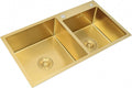 Kitchen Sink Large Gold Double Bowl Bar Sink Household 304 Stainless Steel Handmade RV Sink with Drain Assembly Drop in Or Undermount (Color : Gold, Size : 82x45x22cm) (Gold 82x45x22cm)