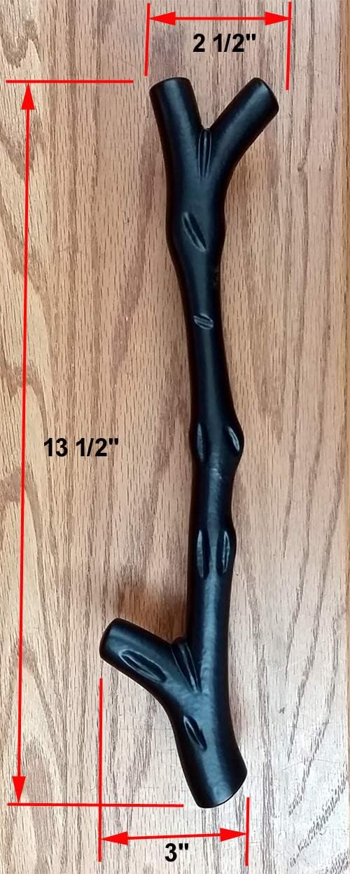 Wild West Hardware Large Tree Branch Barn Door Handle and Matching Smooth Flush Pull - Black Powder Coat Finish - Set