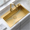 Gold Kitchen Sink - Single Bowl 16 Gauge Stainless Steel Sink - Single Bowl Undermount or Drop-in, 5 Sizes (Color : Kit-A, Size : 75x45x22cm) (KitD 45x40x22cm)