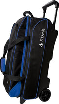 Pyramid Prime Triple Roller 3-Ball Bowling Bag with Extra Large Shoe Compartment (Fits Two Pairs of US Mens Size 15), Retractable Locking Handle (Extends to 41.5'), 1 Large Accessory Pocket, 5' Wheels