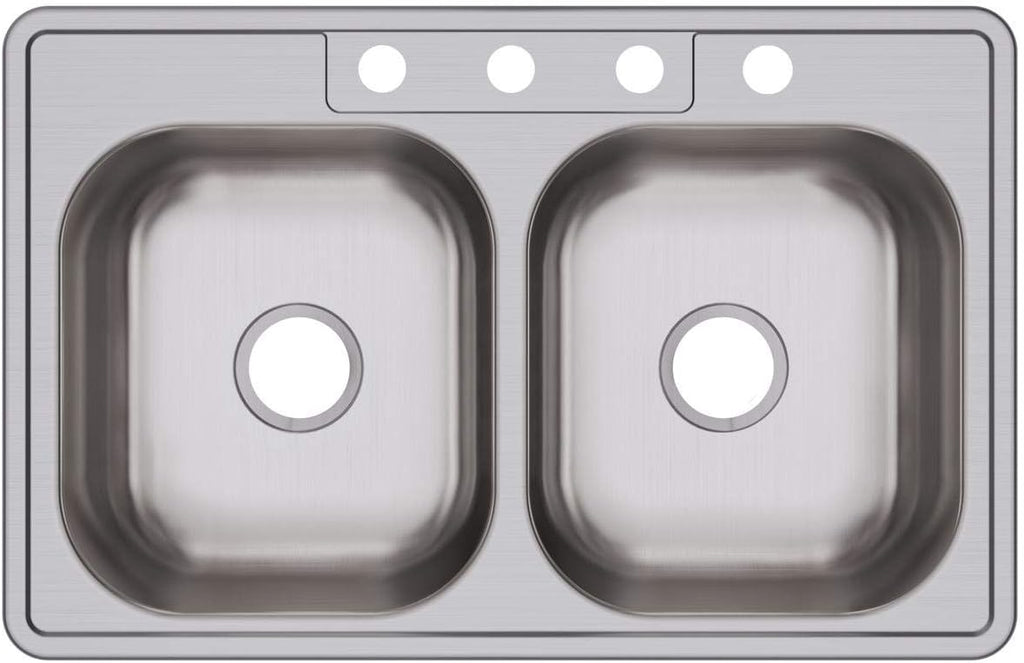 Dayton D233214 Equal Double Bowl Top Mount Stainless Steel Sink