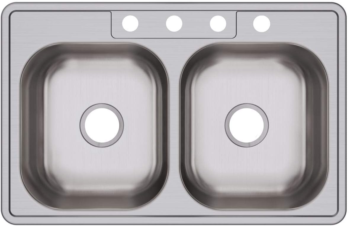 Dayton D233214 Equal Double Bowl Top Mount Stainless Steel Sink