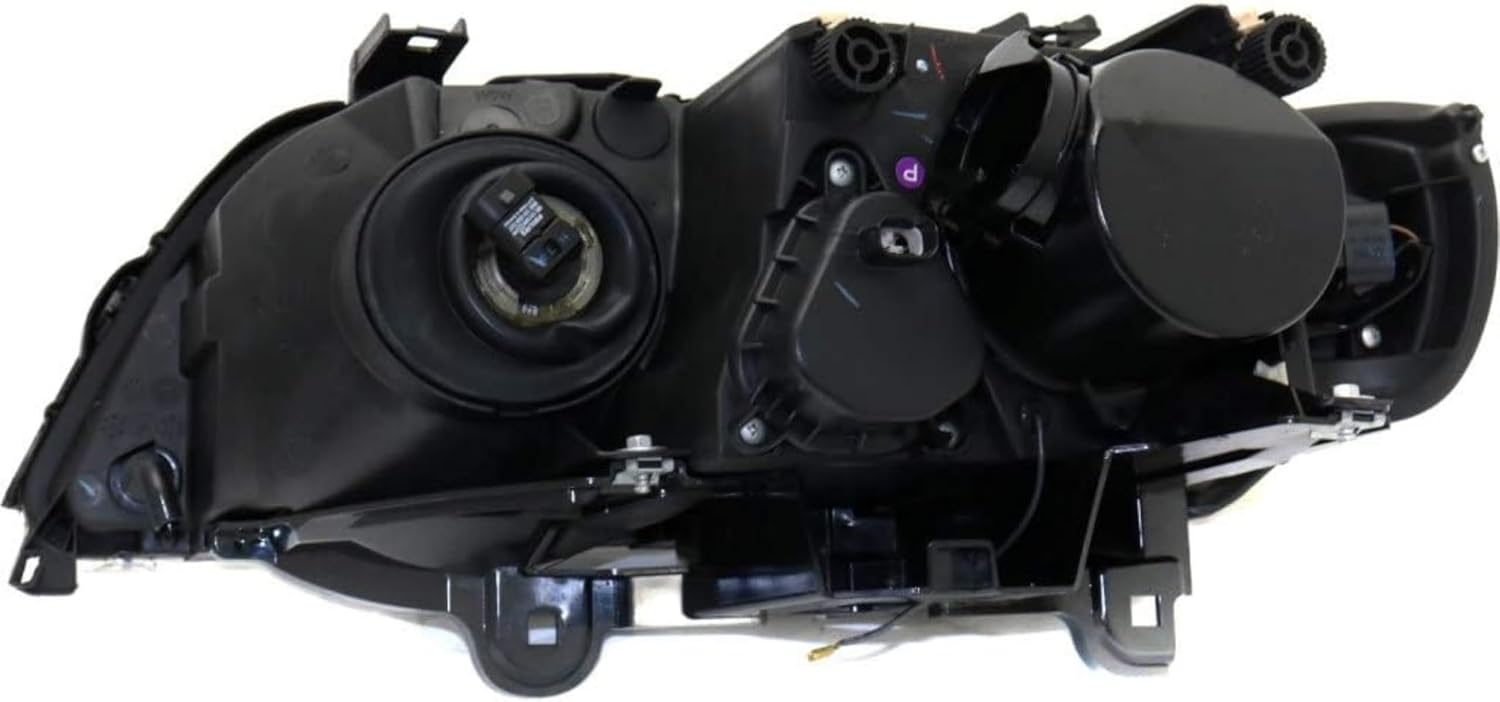Replacement For BMW X5 2000 2001 2002 2003 Xenon Headlight Unit W/O Control Assembly,W/Hid Bulb Yellow Turn Indicator, Right/Passenger Side, Black Housing, BM2519108
