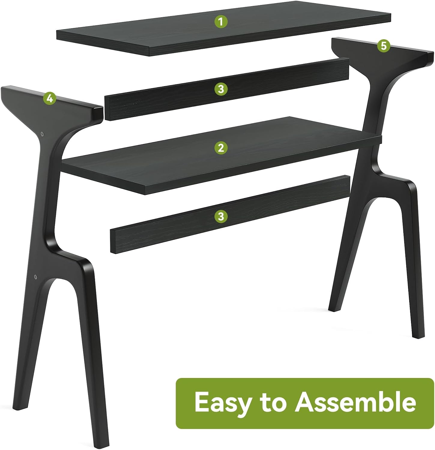 1Easylife Narrow End Table Set of 2, Solid Wood Sofa Side Table with 2-Tier Storage Shelf, Tall Slim Bedside Table Nightstand for Living Room, Bedroom, Black