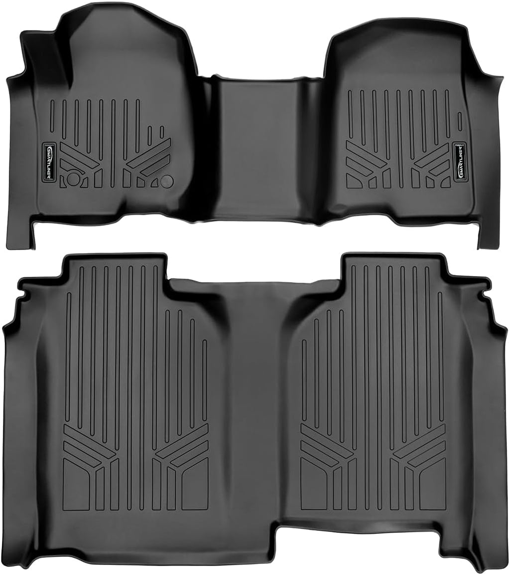 SMARTLINER All Weather Protection Custom Fit 2 Row Floor Mat Liner Set Compatible with 2019-2025 Chevrolet Silverado 1500