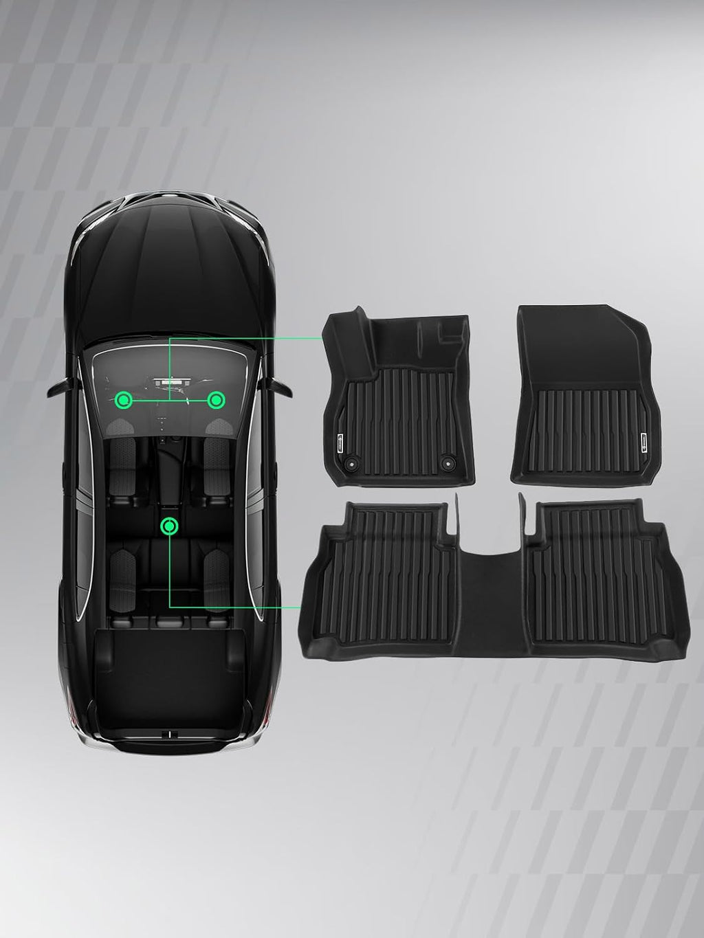 YHTAUTO Floor Mats Fit 2017-2019 Buick Lacrosse, TPE All Weather Car Mats Waterproof Anti-Slip Odorless Floor Liner, Interior Accessories, 1st & 2nd Row, Set of 3