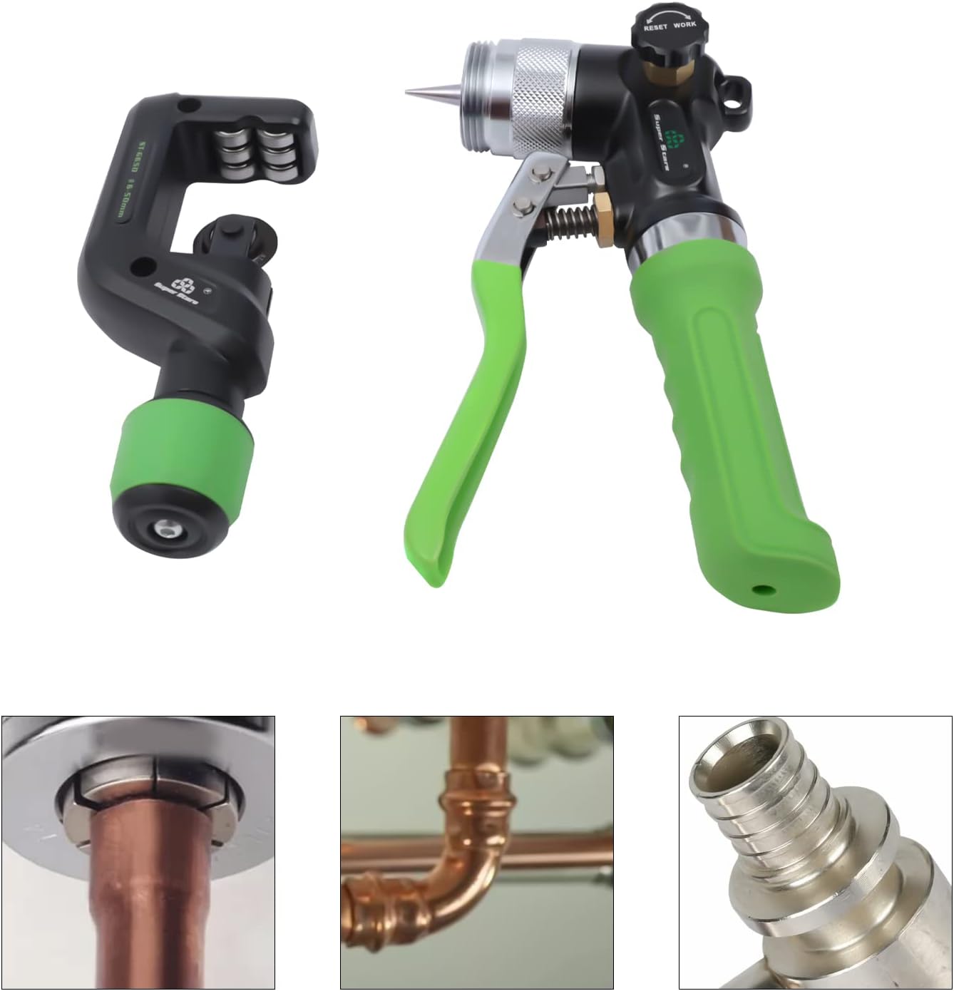 Hydraulic Tube Expander Kit - Compact Swaging Tool with Cutter, Deburring Tool, & 7 Expander Heads for 3/8' to 1-1/8' Copper Pipes