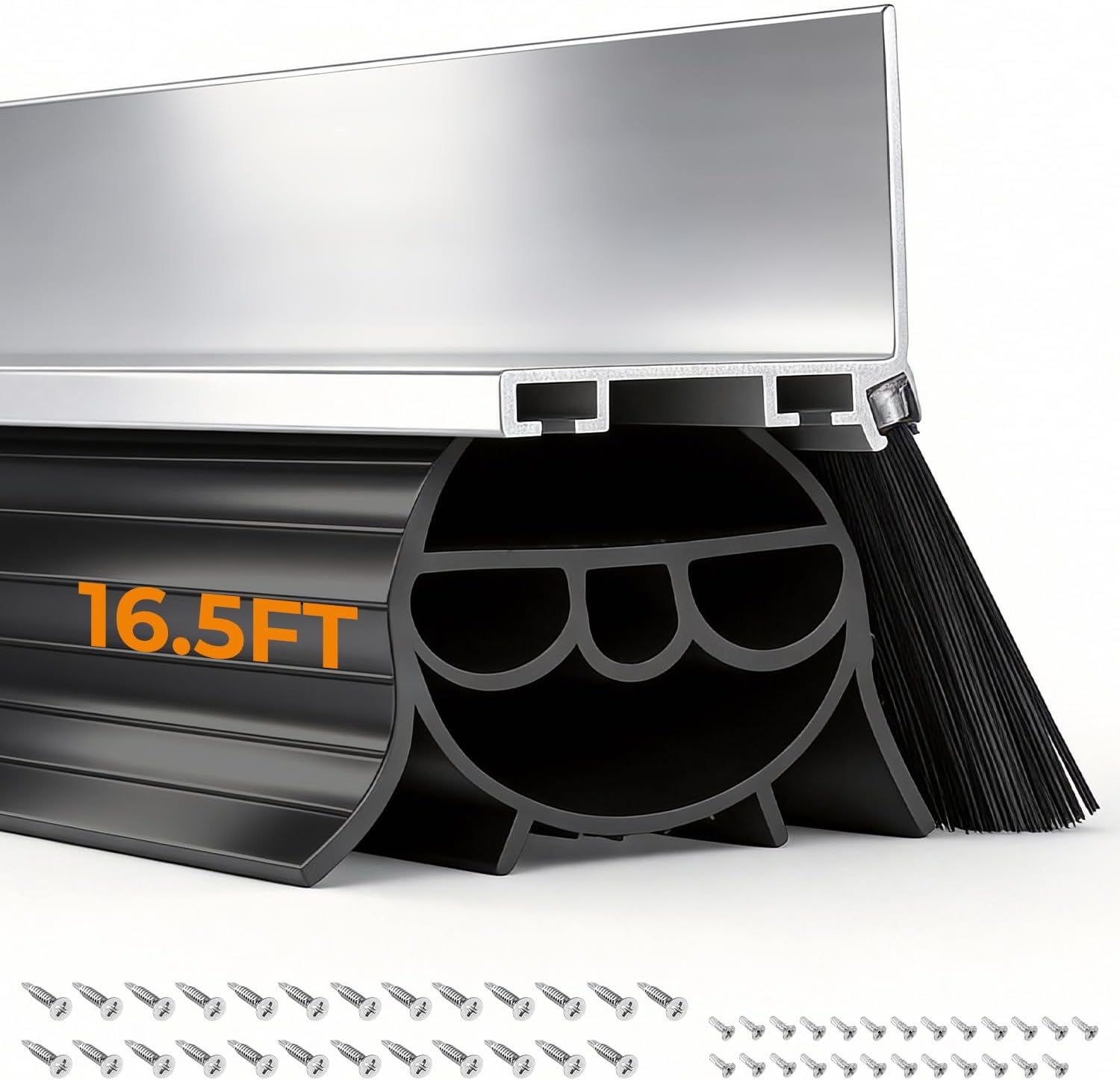 BEAMNOVA 16.5FT Garage Door Bottom Seal, Upgraded Multi-Layer Rubber Weather Stripping Door Seals with Brush, Wind & Water Block for Home Garage, Warehouse, DIY Homeowners