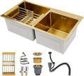 Stainless Steel Double Bowl Kitchen Sink, Drop-In Workstation Sink, With Retractable Drain Basket, Drain Sets Included, Large Undermount Farmhouse Sink, Top-Mount Kitchen Bar Sink(B,75x40x22cm)