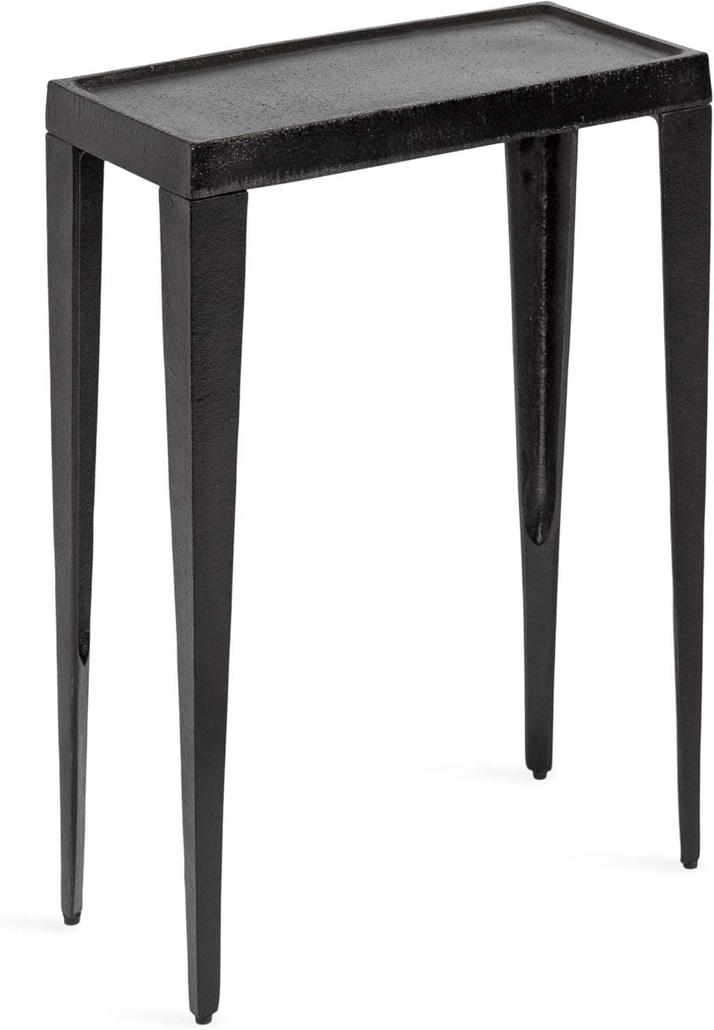 Kate and Laurel Rava Modern Cast Aluminum Metal Narrow Side Table, 16 x 8 x 25, Black, Slim Bedroom Nightstand for Use as Bedside Table or Skinny Living Room End Table