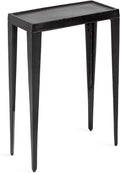 Kate and Laurel Rava Modern Cast Aluminum Metal Narrow Side Table, 16 x 8 x 25, Black, Slim Bedroom Nightstand for Use as Bedside Table or Skinny Living Room End Table