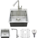 18×18 Inch Drop In Bar Sink with Faucet Combo - Stainless Steel Top Mount Single Bowl Kitchen Sink, 9 Inch Deep Small Kitchen Sink for Bar Prep, Drop In RV Sinks