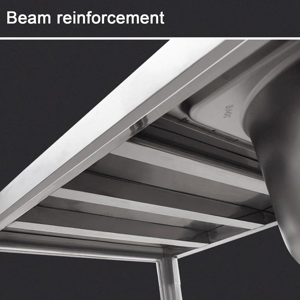 Stainless Steel Sink Double Basin Design Triple-Welded Edges H80cm (31.5') Kitchen Sinks Brushed Finish Monocoque Construction Reinforced Beam Small Radius Corners(Left Basin-47.2x19.7x31.5')