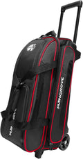 Mangrove 3 Ball Bowling Bag with Wheels & Shoe Compartment, Deluxe Bowling Ball Bag 3 Ball Roller, Rolling Triple-Ball Bag w/Accessory Pocket & Retractable Handle Extends to 40''