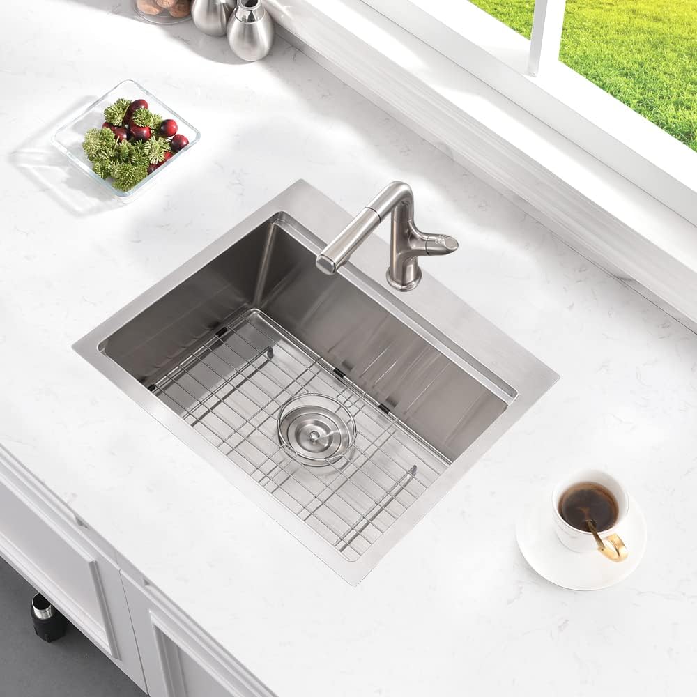 21 Inch Drop In Bar Sink Workstation-Bokaiya 21x20 Small Stainless Steel Drop In Outdoor Rv Sink Wet Bar 16 Gauge Top Mount Single Bowl Kitchen Sink with Cutting Board