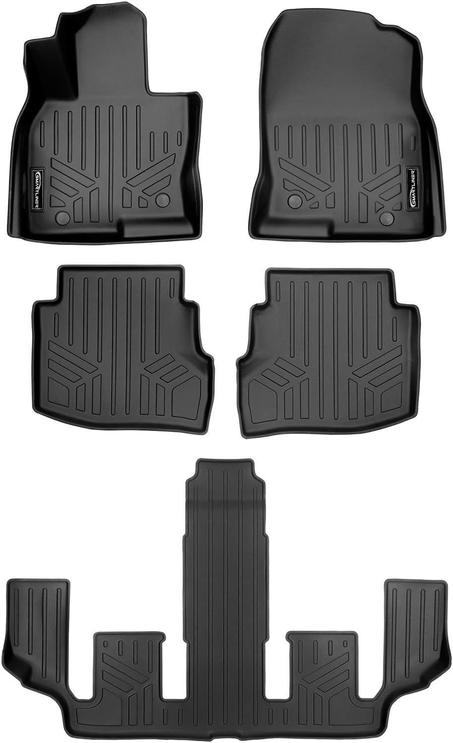 SMARTLINER 3 Row Floor Mat Liner Set Compatible with 2016-2023 Mazda CX9
