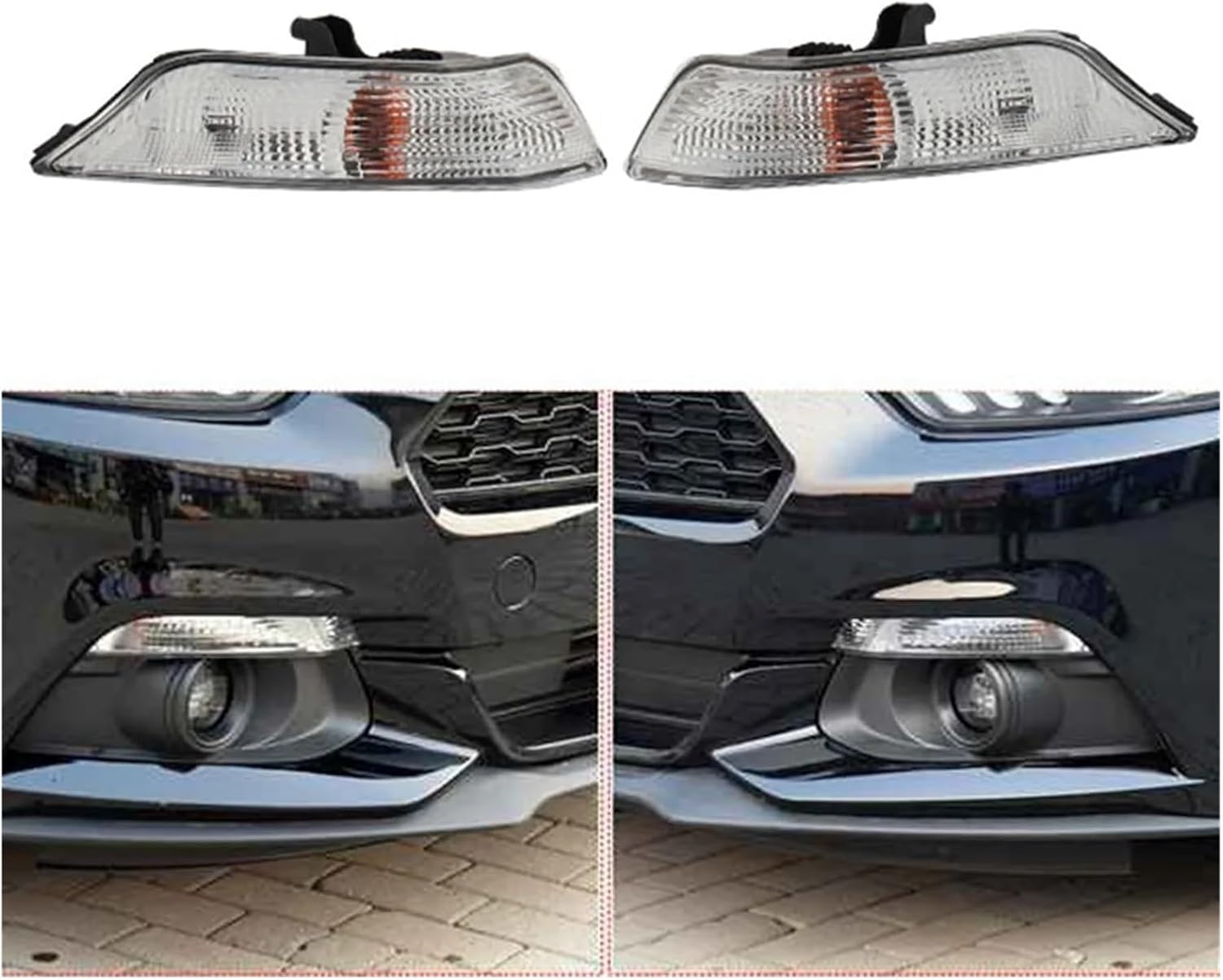 Car Front Bumper Corner Turn Signal Lights Compatible With Mustang 2015-2017 Headlights Indicator Lamp With Bulbs