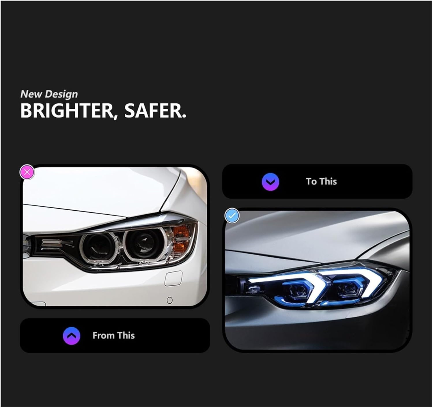 Car Lights Compatible With BMW 2012-2019 F30 LED Headlight F31 Head Lamp 318i 320i 325i 328i 330i 335i DRL Automotive Accessories(Halogen User)