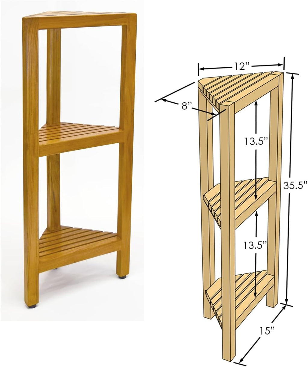 Asta Zini 3-Tier Free Standing Corner Shelf, Bathroom Corner Stand, Fully Assembled, TB-134