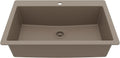 Karran 33' Drop-In Top Mount Quartz Composite Single Bowl Kitchen Sink in Concrete – Extra Deep 9' Basin, Heat Resistant, Sound Dampening, Easy Clean Surface