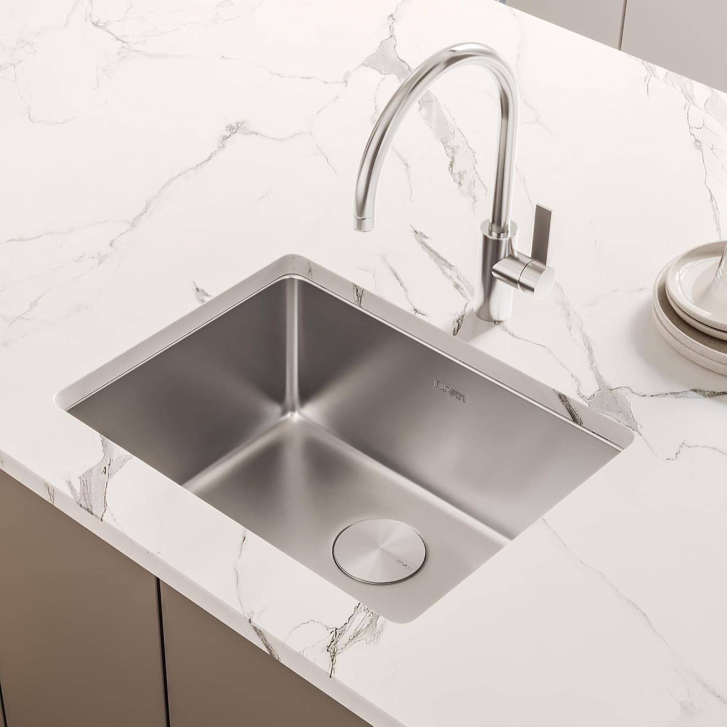 Ruvati 20-inch Undermount Bar Prep Kitchen Sink - 16 Gauge Stainless Steel Kitchen Sink Single Bowl with Brushed Finish hides scratches, Easy-to-Clean Undermount Sinks - RVM5020