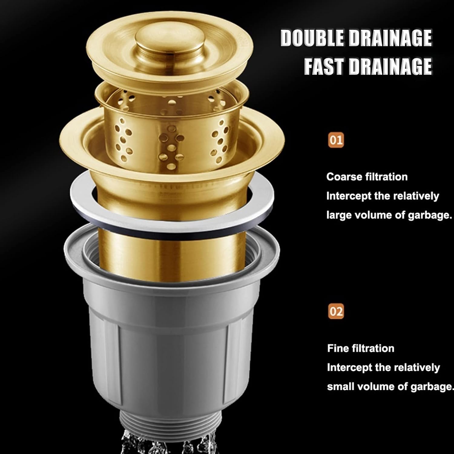 304 Stainless Steel Kitchen Sink Gold Double Bowl Bar Sinks with Faucet and Sink Accessories Drop-in Or Undermount (Color : B-Have Faucet, Size : 80x45x22cm) (Chave Faucet 78x43x22cm)