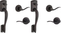 Kwikset Avalon Front Door Handle No Lock, Entry Handleset Exterior with Interior Reversible Handed Lever, Non-Locking, Venetian Bronze, Deadbolt Not Included, with Microban Protection (Pack of 2)