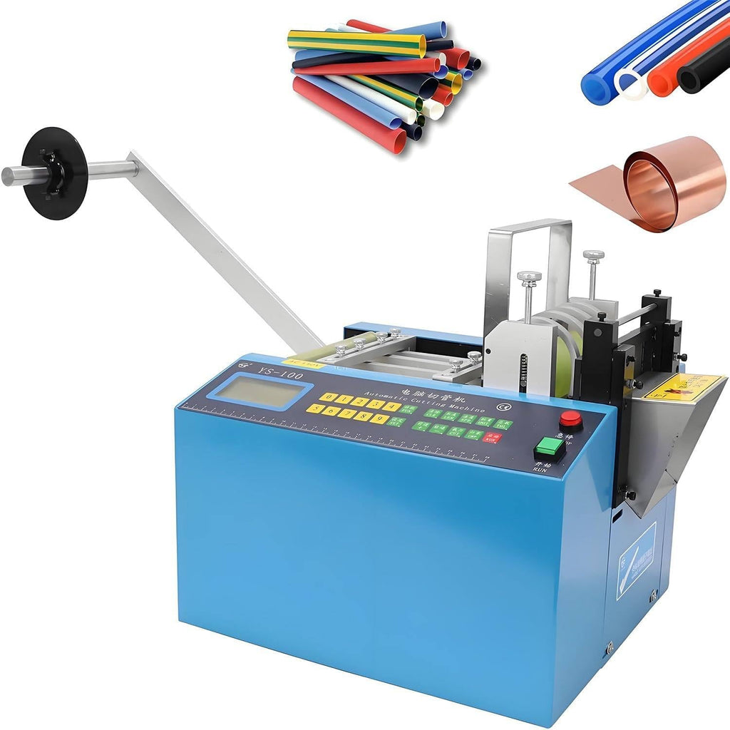 Auto PVC Heat-Shrink Tube Cable Pipe Cutter Cutting Machine, 250W Electric Plastic Tube Cutting Machine, Cut Width 100mm, for PVC/Hose/Cable