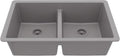 Karran 32' Grey Quartz Composite Undermount Double Bowl Kitchen Sink with Low Divider – 50/50 Equal Bowl, 80% Natural Quartz, 535°F Heat Resistant, Sound Dampening, QU-810