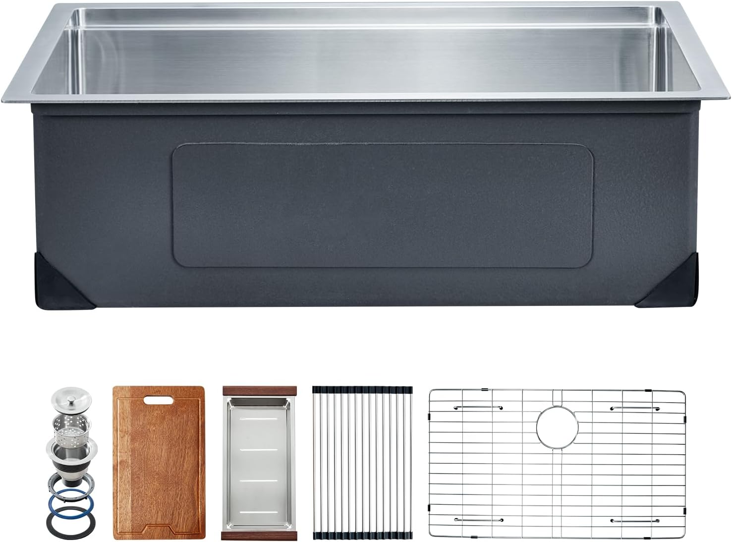 VEVOR 27 inch Kitchen Single Sink, 304 Stainless Steel Undermount Sink Drop-In Single Bowl Farmhouse Basin with Ledge & Multiple Accessories, Household Dishwasher Sinks for Prep Kitchen, Bar 27'*19'