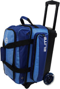 ELITE Deluxe 2 Ball Bowling Bag with 5' Smooth Wheels - Large Accessory Pocket, Shoe Compartment, 36' Extendable Handle
