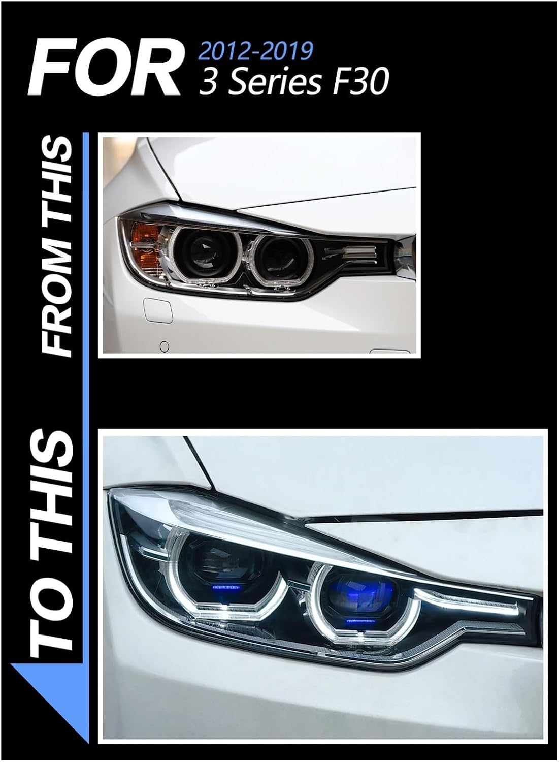 Car Light Compatible With BMW F30 F31 F35 2013-2019 3 Series LED Auto Headlights Assembly Upgrade Bifocal Lens Signal Lamp Tool Accessories(For Original Halogen)