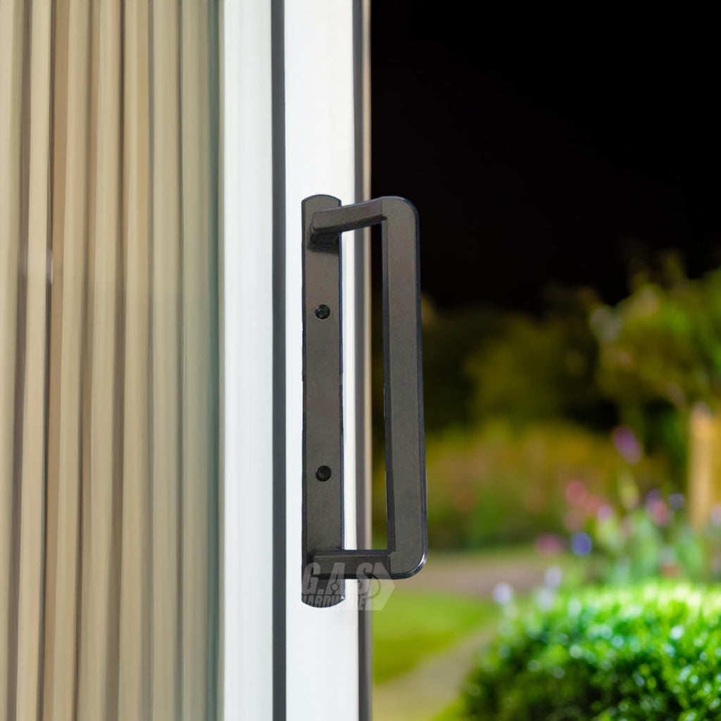 Alcan PGT 10' Sliding Glass Patio Door Handle Set w/Thumb Latch Lever, Screws Interior + Exterior Replacement w/ 3-7/8' Hole Spacing | Fix Repair PGT Door Hardware - Black