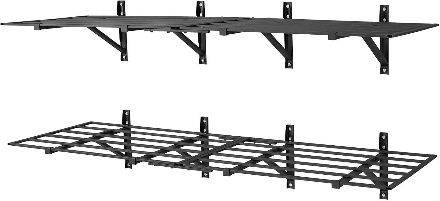 VEVOR 2-Pack Heavy Duty Garage Wall Shelving, 2 x 6 ft Steel Wall Mounted Shelving Unit, 24 x 72 Inch Per Shelf Floating Storage Metal Rack for Garage, 1600 lbs Total Weight Capacity
