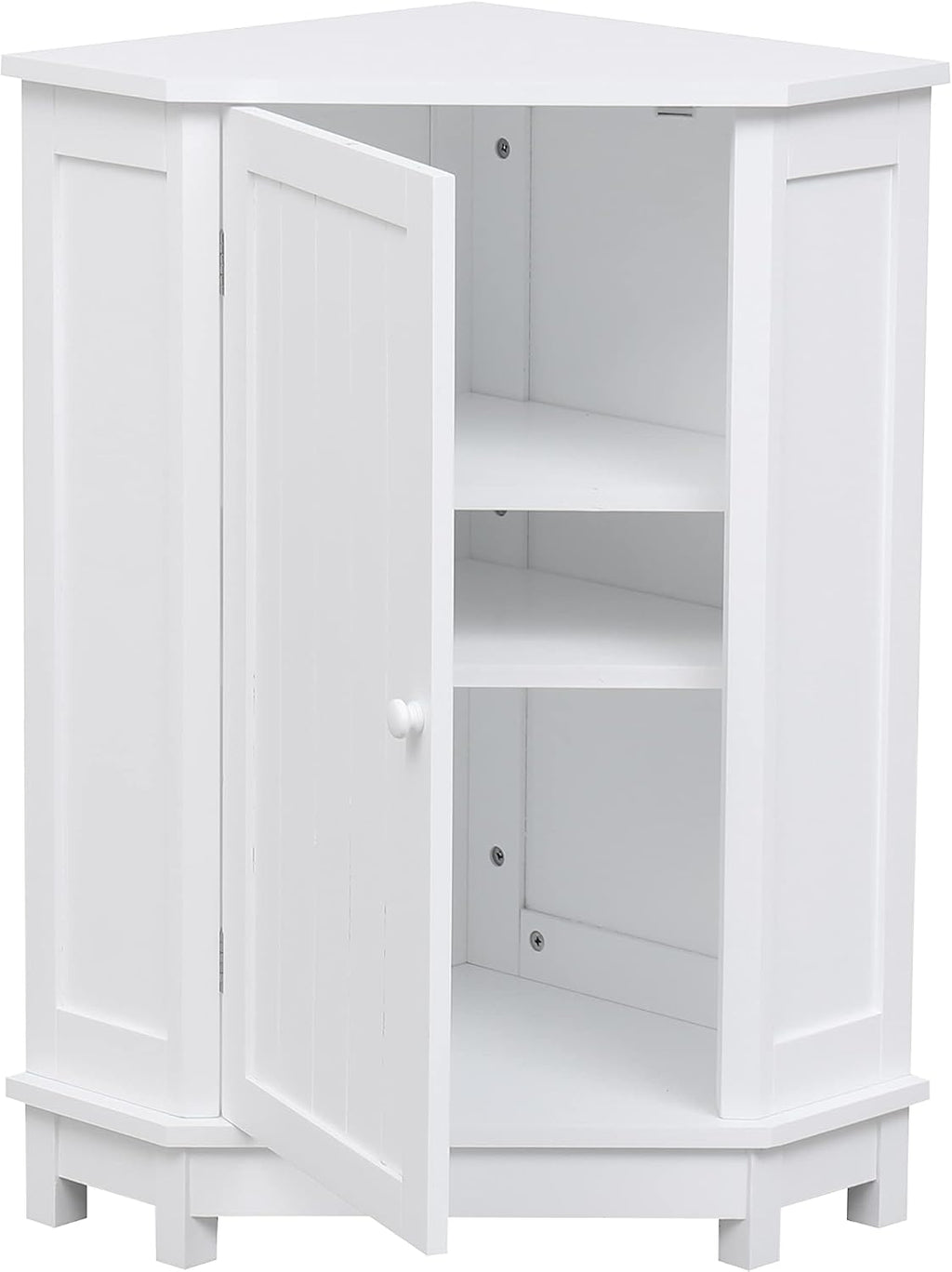 Bellemave Corner Bathroom Cabinet with Door and 2-Tier Adjustable Shelves, Floor Corner Storage Cabinet, Triangle Short Cabinets for Bathroom, Living Room (White)