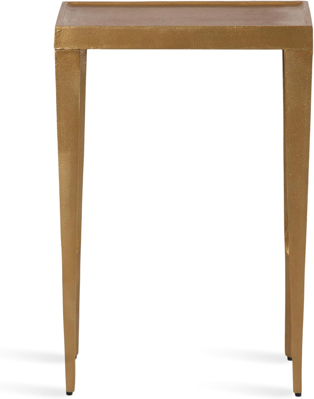 Kate and Laurel Rava Modern Cast Aluminum Metal Narrow Side Table, 16 x 8 x 25, Gold, Slim Bedroom Nightstand for Use as Bedside Table or Skinny Living Room End Table