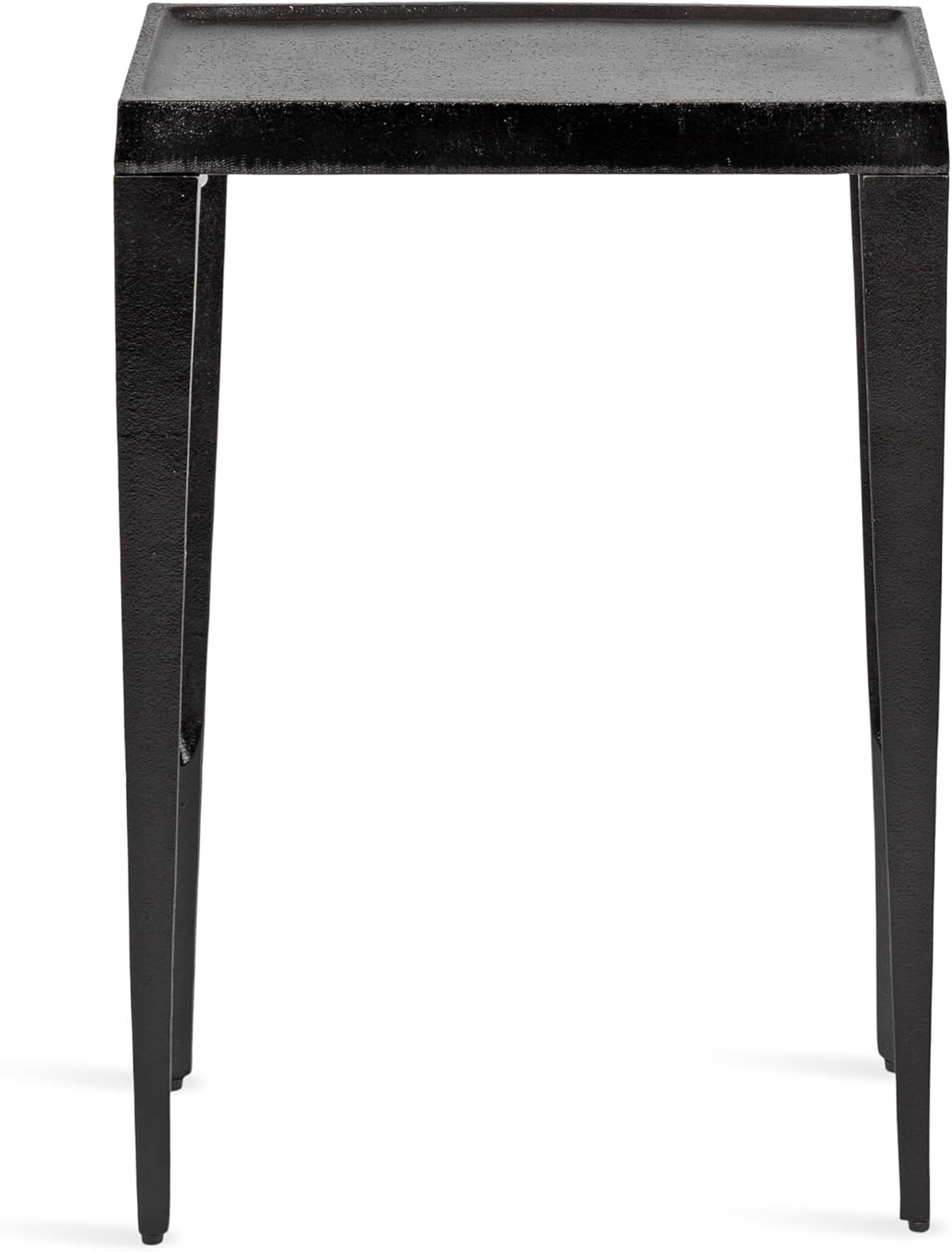 Kate and Laurel Rava Modern Cast Aluminum Metal Narrow Side Table, 16 x 8 x 25, Black, Slim Bedroom Nightstand for Use as Bedside Table or Skinny Living Room End Table